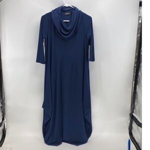 Sympli 3/4 Sleeve Pleat Hem Dress cowl neck made chest in Canada lagenlook